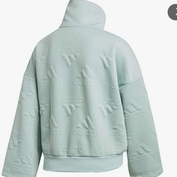 adidas Women's Aeroready Logo Jacquard Half-Zip Sweatshirt green tint in color - Picture 6 of 16